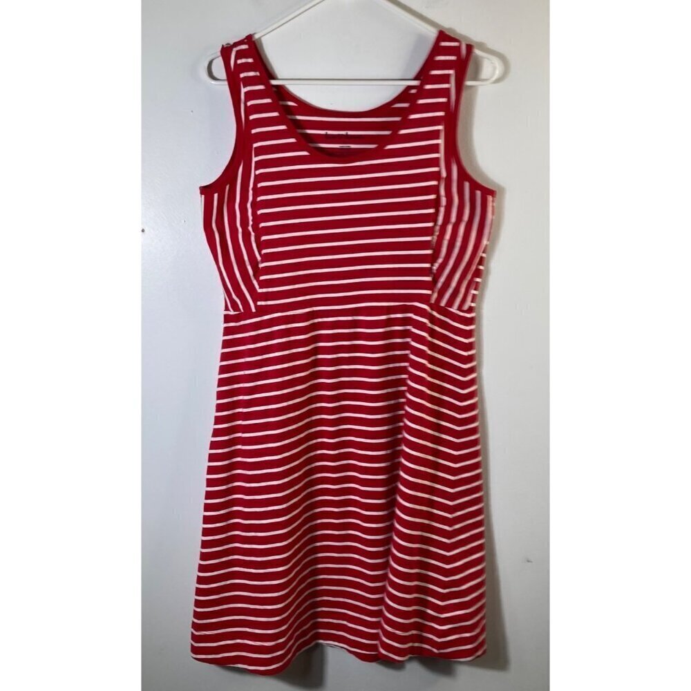 Womens Love Hanna Sleeveless Stripe Cotton Athletic Casual Dress Red‎ White M